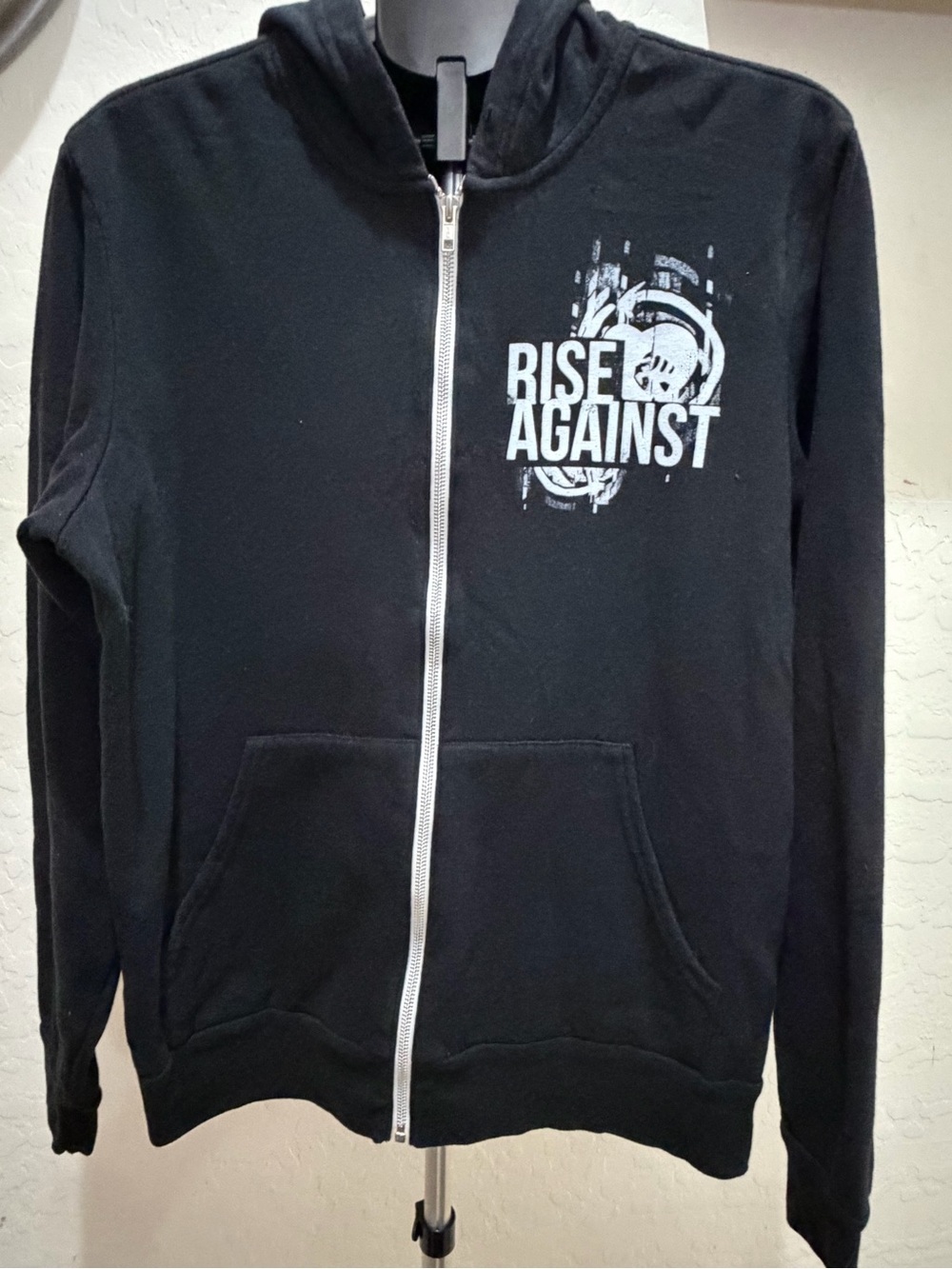 Rise Against Full Zip Band Hoodie Graphic Sweatshirt Black Size XL